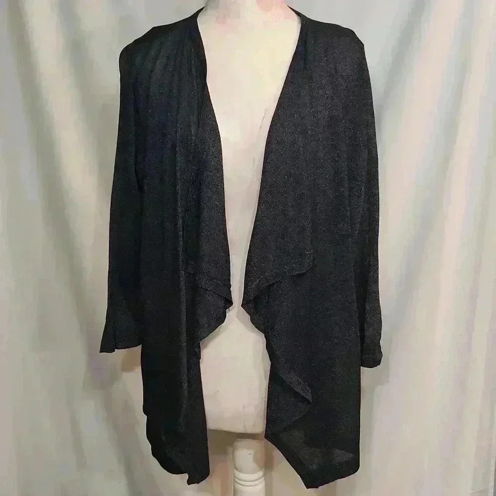 Roz & Ali for Dress Barn Metallic 3/4 Sleeve Cardigan